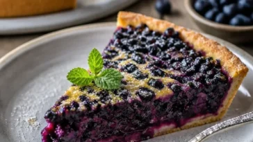 Großmuttis Heidelbeerkuchen mit frischen Heidelbeeren und luftiger Konsistenz
