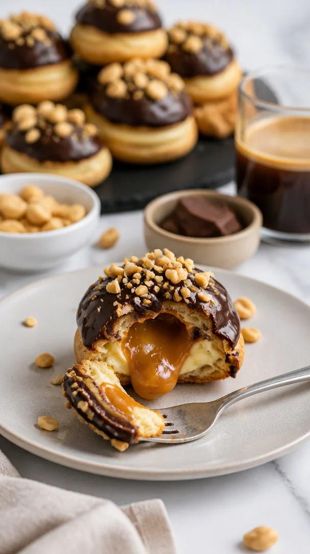 Saftige Hähnchenkeulen-Profitroles auf einem Grill mit frischen Kräutern