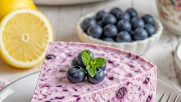 Leckere Heidelbeer Quark Torte mit frischen Heidelbeeren und cremiger Quarkfüllung