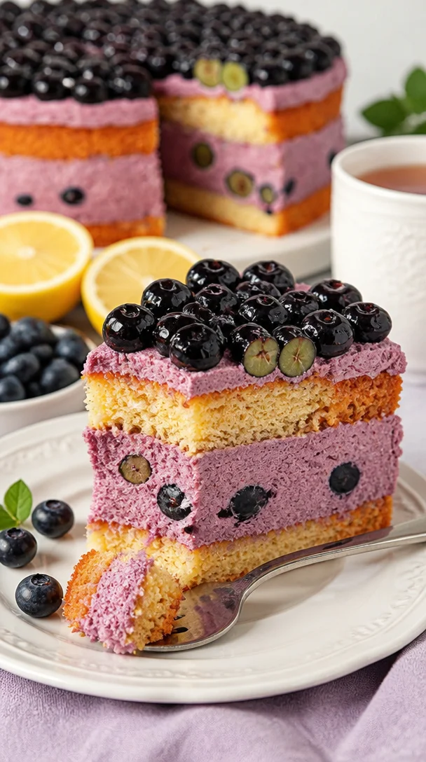 Delectable Heidelbeertorte mit frischen Heidelbeeren und Sahne