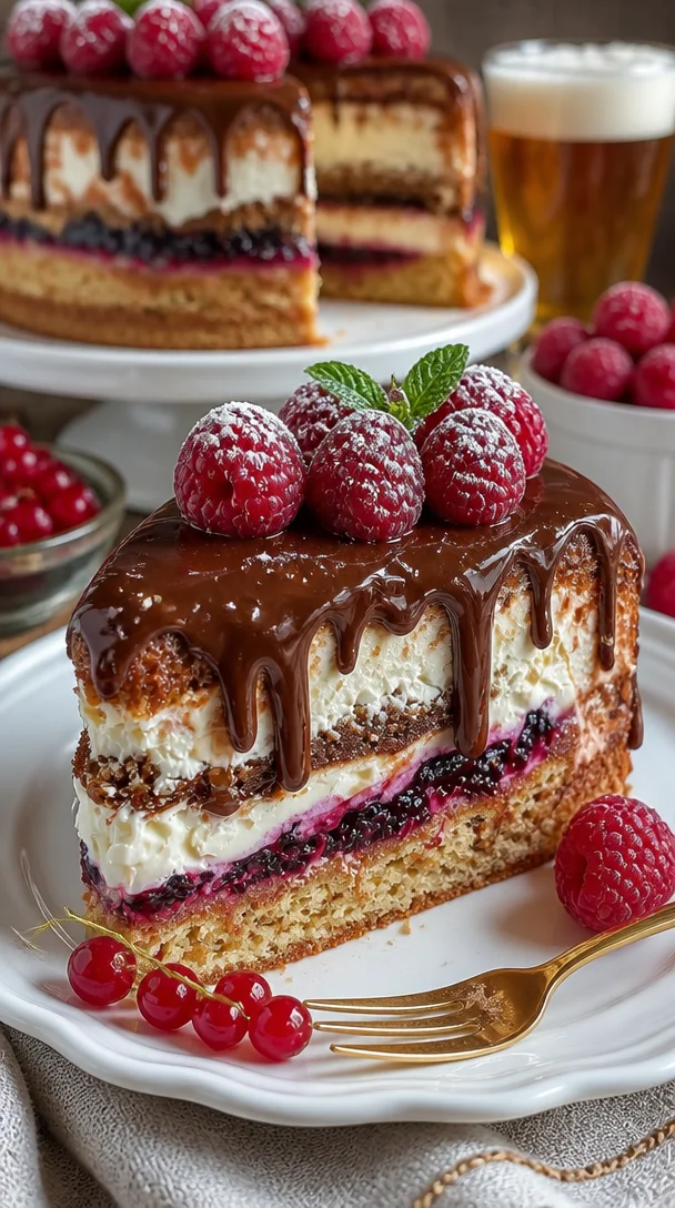 Himnon-alkoholfreie Bier Frischkäse Torte mit Schokolade