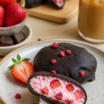 Leckere Joghurt-Erdbeer-Bites auf einem Teller, perfekt als Snack