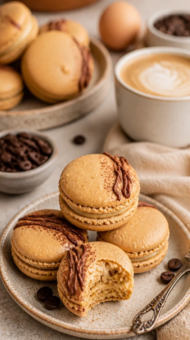 Leckere Kaffee-Macarons mit aromatischem Kaffeegeschmack und zartem Teig