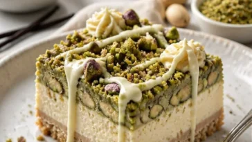 Kalte Schichten mit Pistaziencreme als erfrischendes Dessert