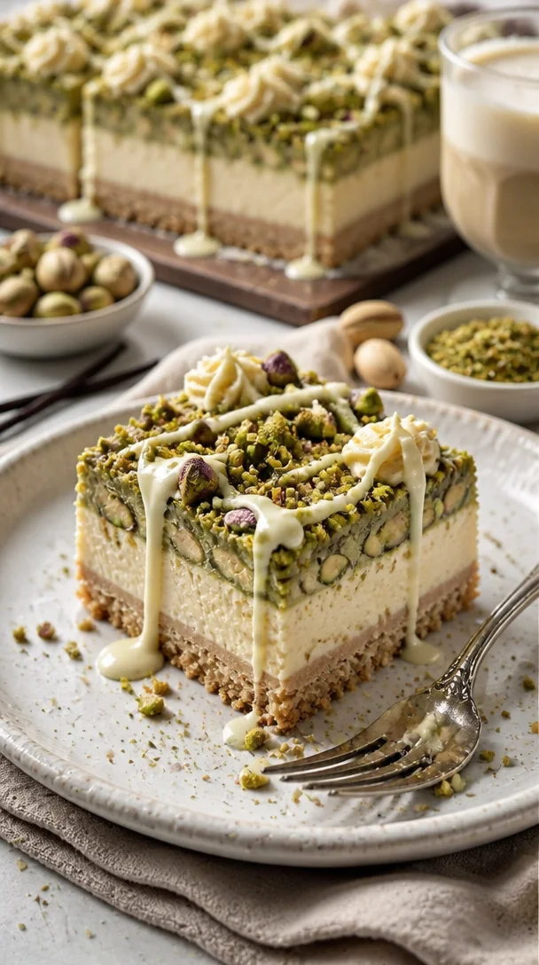 Kalte Schichten mit Pistaziencreme als erfrischendes Dessert