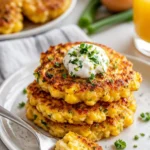 Leckere Käse-Mais-Fritter auf einem Teller, goldbraun und knusprig.