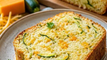 Helles Käse-Zucchini-Brot frisch aus dem Ofen mit goldbrauner Kruste