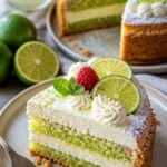 Leckerer Key Lime Käsekuchen mit frischer Limette und cremigem Käsebelag