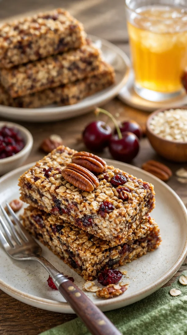 Kirsche-Pekannuss-Granola-Riegel aus gesunden Zutaten