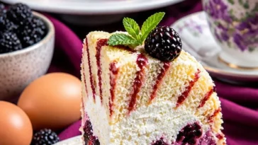Leckerer Kuppelkuchen mit bunten Toppings auf einem Teller
