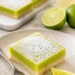 Limettenriegel mit frischer Limettenfüllung auf einem weißen Teller