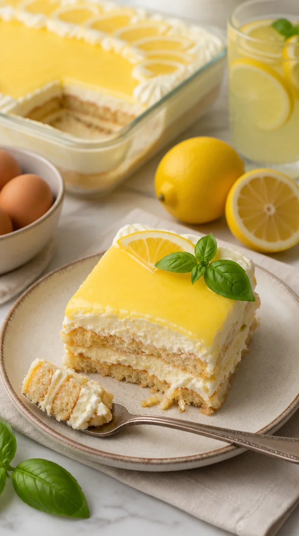 Limoncello Tiramisu mit frischen Limetten und Espresso serviert