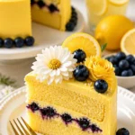 Limonen-Blaubeer-Feierkuchen mit frischen Blaubeeren und Zitrusgeschmack