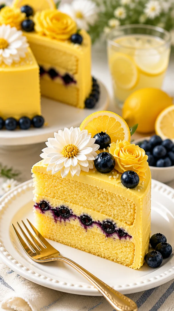 Limonen-Blaubeer-Feierkuchen mit frischen Blaubeeren und Zitrusgeschmack