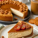 Lotus Cheesecake ohne Backen, cremiger Kuchen mit Lotus-Keksen.