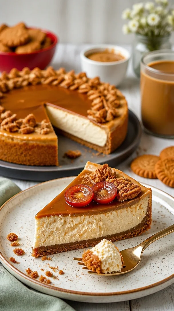 Lotus Cheesecake ohne Backen, cremiger Kuchen mit Lotus-Keksen.