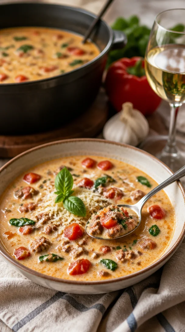 Herzhafte toskanische Suppe in einer Schüssel, ideal für vegane Low-Carb-Mahlzeiten.
