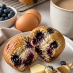 Luftfritteusen-Blaubeermuffins frisch gebacken mit saftigen Blaubeeren