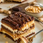Milchmädchen-Butterkeks-Kuchen auf einem Teller serviert.