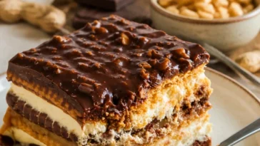 Milchmädchen-Butterkeks-Kuchen auf einem Teller serviert.