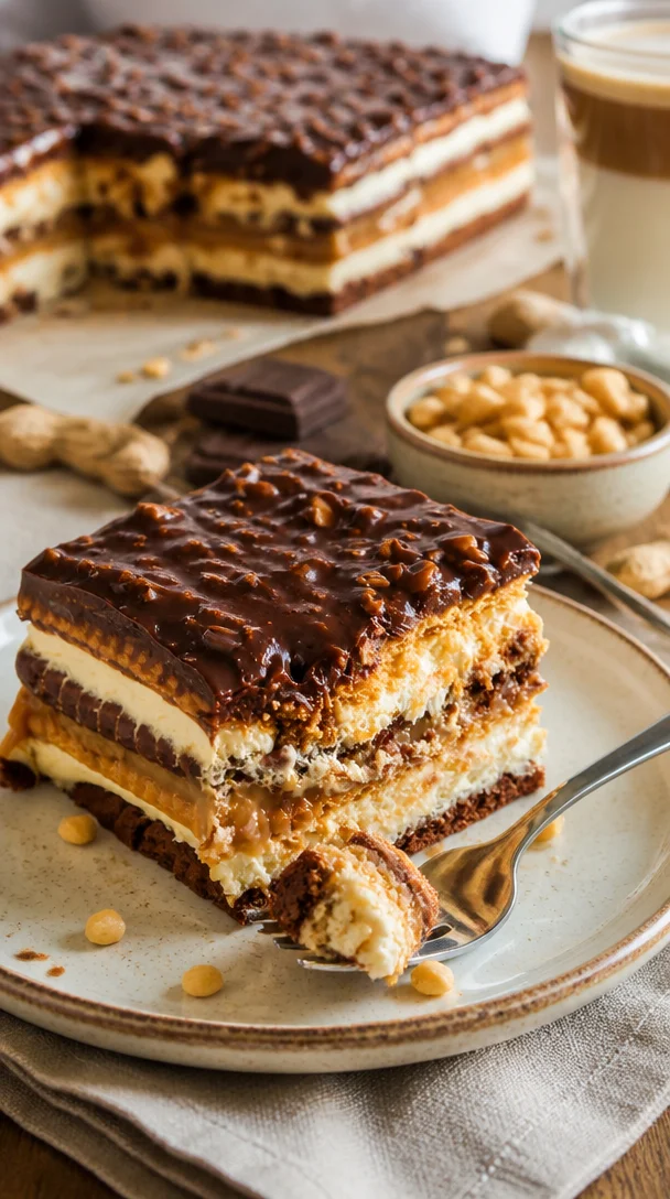 Milchmädchen-Butterkeks-Kuchen auf einem Teller serviert.