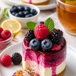Leckerer Mini-Beeren-Käsekuchen mit frischen Beeren und cremigem Käsefüllung.