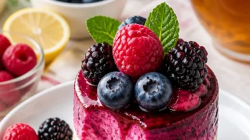 Leckerer Mini-Beeren-Käsekuchen mit frischen Beeren und cremigem Käsefüllung.