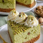 No-Bake Pistazienpudding-Käsekuchen mit cremiger Füllung und Pistazien-Topping