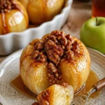 Ofen gebackene blühende Äpfel, ein köstliches und dekoratives Dessert