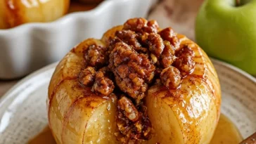 Ofen gebackene blühende Äpfel, ein köstliches und dekoratives Dessert