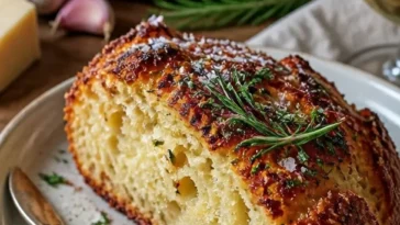Leckeres Parmesan Knoblauchbrot, frisch gebacken und aromatisch.