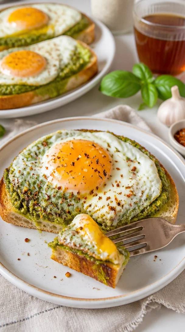 Pesto-Eier auf Avocado-Toast, ein köstliches TikTok-Rezept