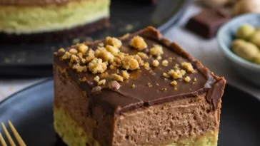 Pistazien-Nougat im No-Bake-Käsekuchen für ein einfaches Dessert