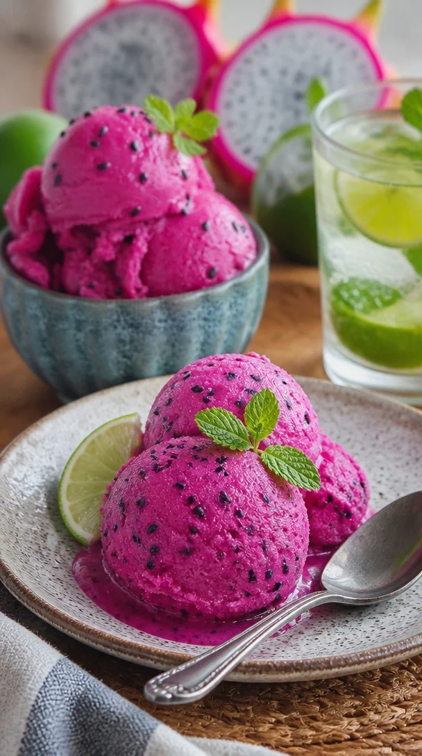 Drachenfruchtsorbet - erfrischendes Rezept mit gesunder Drachenfrucht