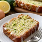 Saftiges Zitronen-Zucchini-Brot auf einem Holzbrett präsentiert
