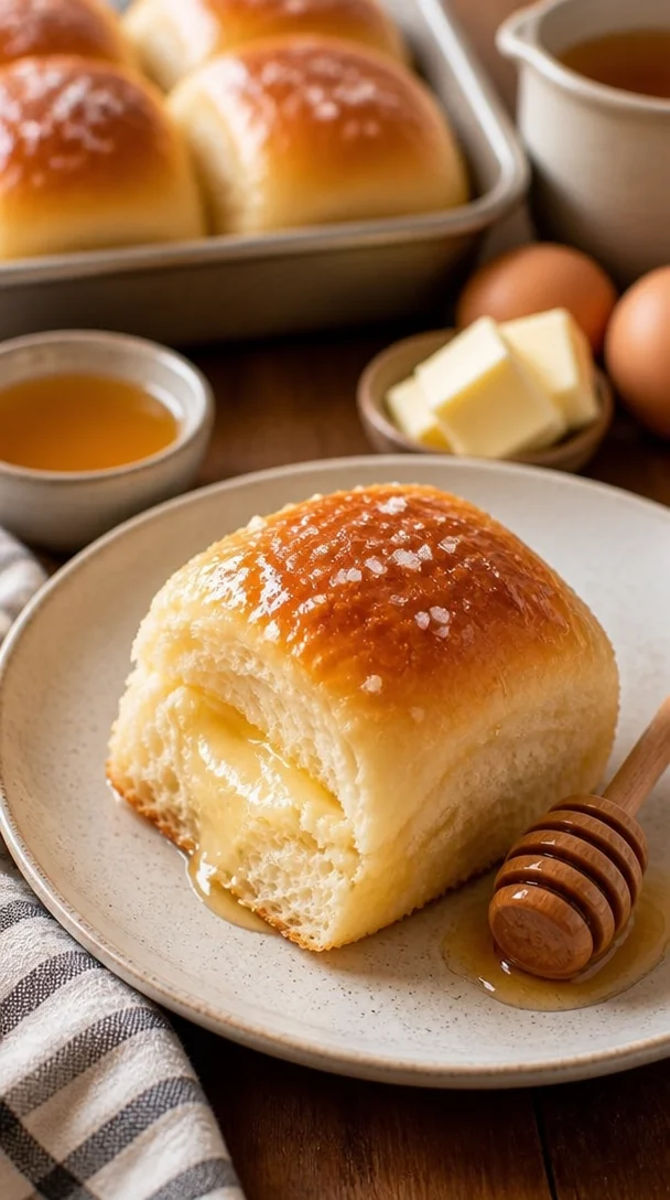 Salzige Honigbutter Parker House Brötchen frisch aus dem Ofen