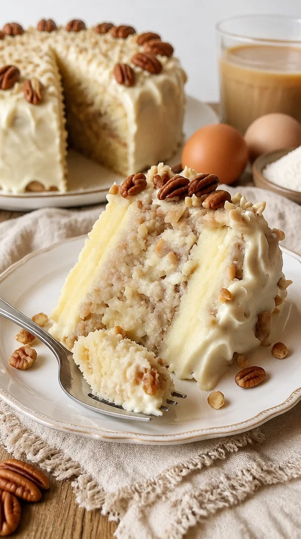 Schneebedeckte Bayerische Genuss-Torte, ein himmlisches Dessert aus Bayern