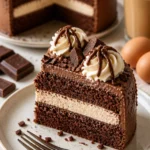 Schoko-Mascarpone-Torte in einem eleganten Stück serviert