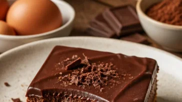 Schokoladen-Käsekuchen-Riegel mit cremiger Käsefüllung und Schokoladentopping