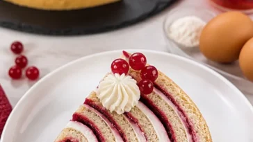Vanille-Cranberry-Verschenkuchen dekoriert mit frischen Cranberries und Vanille