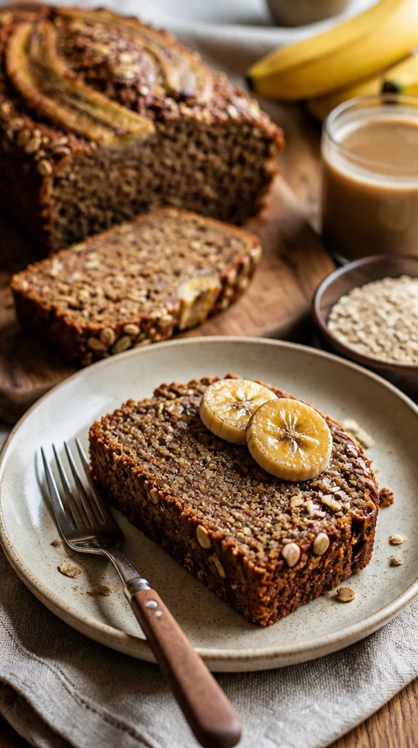saftiges Vollkorn-Bananenbrot mit Banane und Nüssen