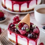 Waldfrucht Eistorte mit frischen Beeren auf einem eleganten Dessertteller