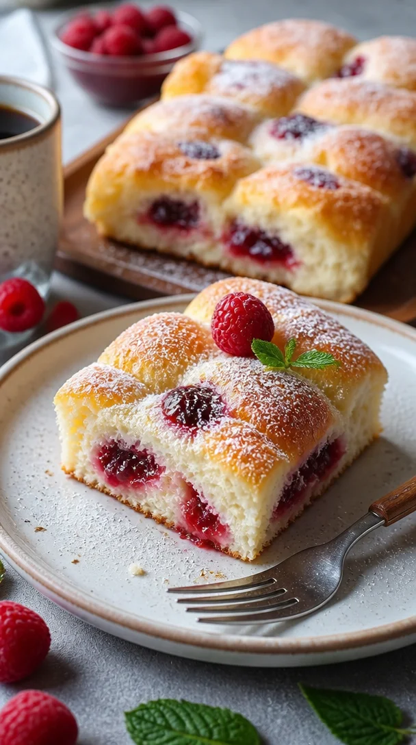 Weiche und luftige Marmeladen-Donut-Focaccia frisch aus dem Ofen