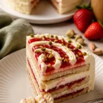 Wiener Prater-Torte mit Schokolade und fruchtiger Füllung auf einem weißen Teller