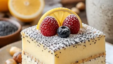 Zitronen-Mohn-Kuchen Rezept für 4 Personen mit einer köstlichen Zitronen-Glasur