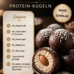 Almond Joy Proteinbällchen aus Kokos und Schokolade, leckere No-Bake-Bissen