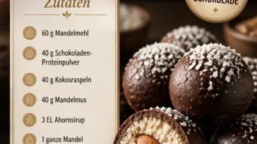 Almond Joy Proteinbällchen aus Kokos und Schokolade, leckere No-Bake-Bissen