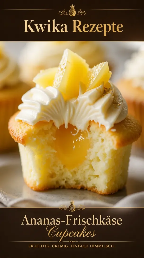 Ananas-Frischkäse-Cupcakes mit köstlicher Cremehaube