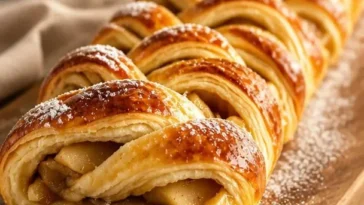 Apfel-gespickter Drachenzopf, ein köstliches traditionelles Gebäck