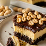 Buster Bar Dessert mit Schokolade und Erdnüssen, dekoriert mit Sahne
